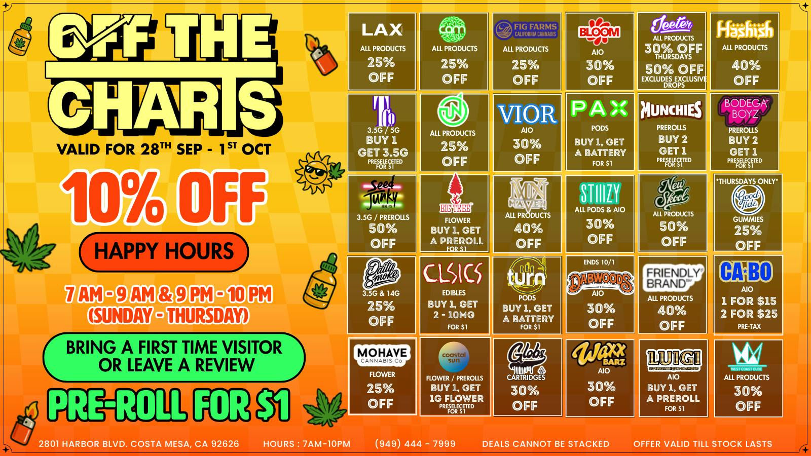 Off The Charts - Costa Mesa 🌳💸🍃 SMOKING HOT DEALS 🍃💸🌳