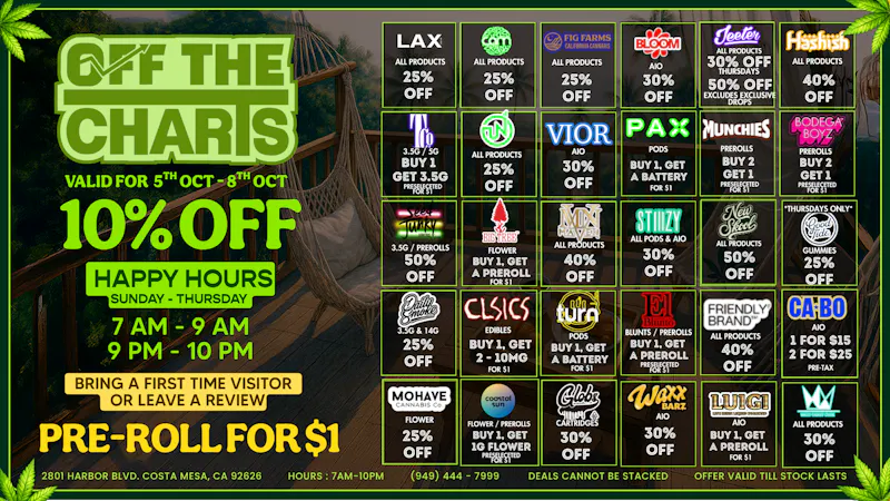 Off The Charts - Costa Mesa 🍊✨OC'S BEST DEALS✨🍊