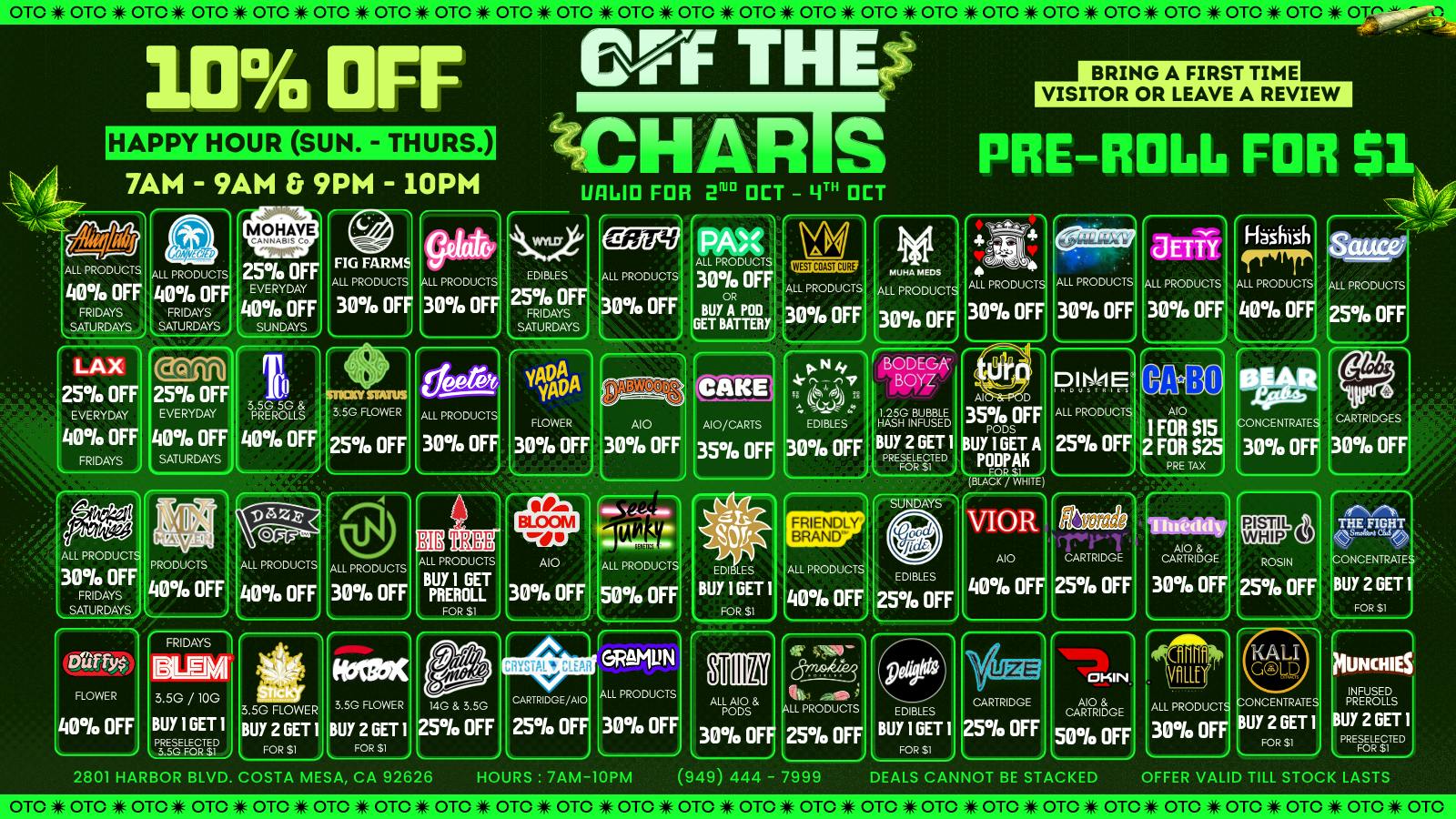 Off The Charts - Costa Mesa ✨😎🪩DEALS ON DEALS🪩😎✨