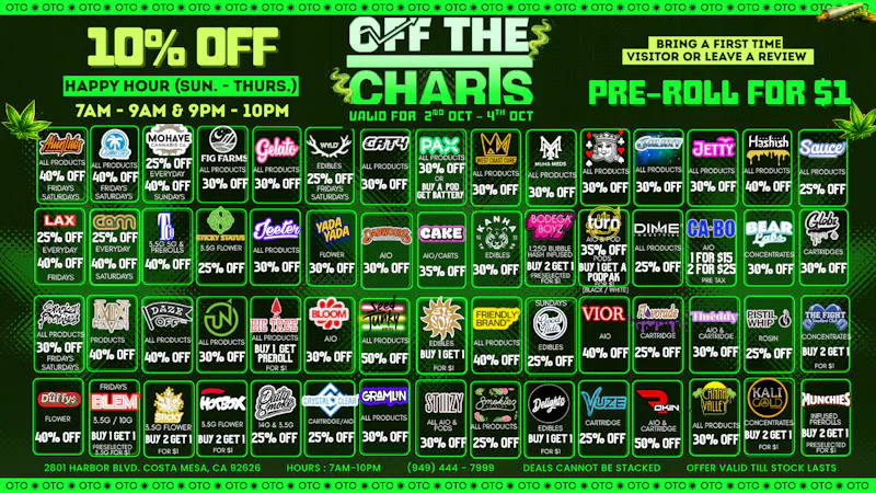 Off The Charts - Costa Mesa ✨😎🪩DEALS ON DEALS🪩😎✨