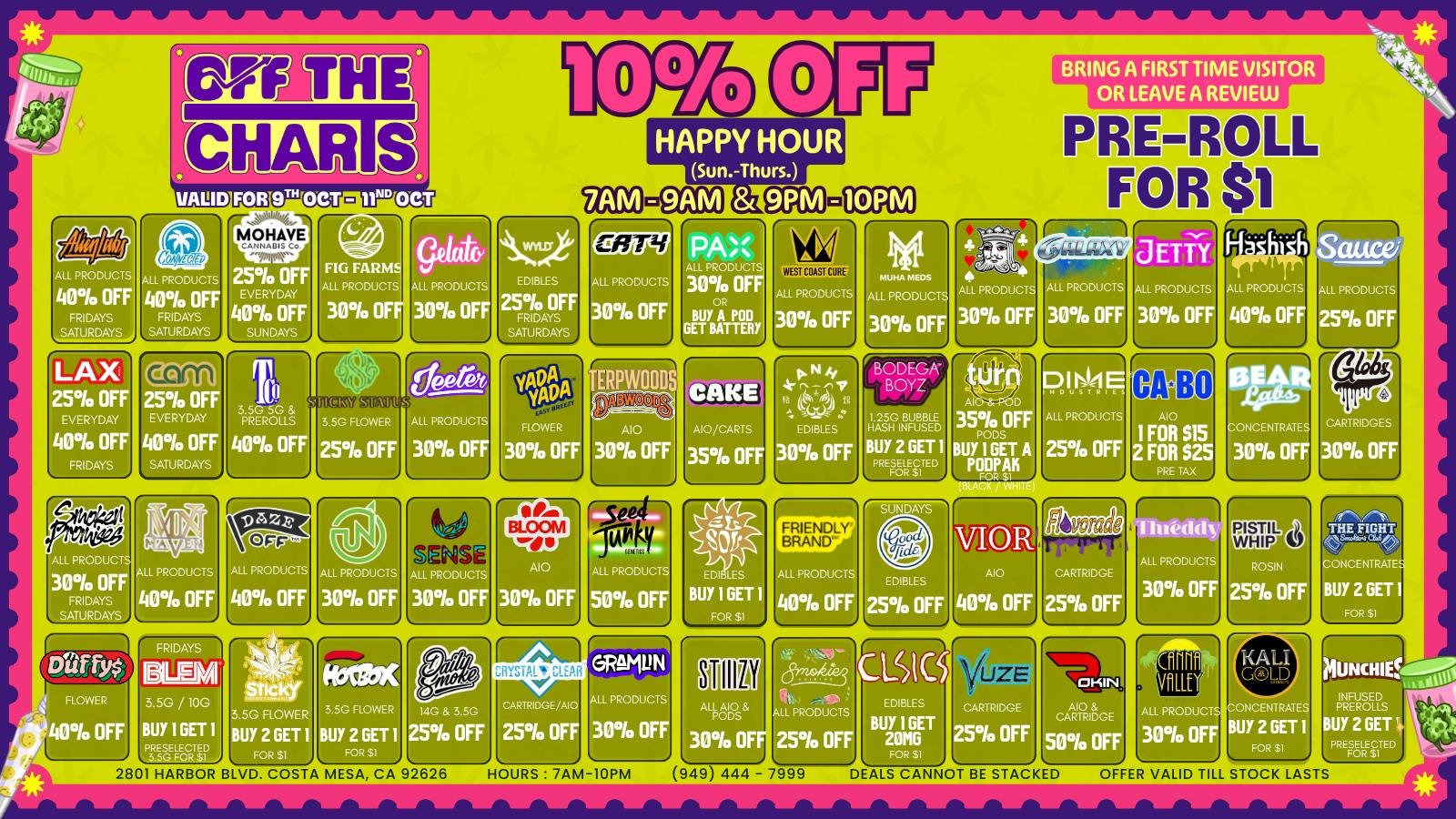 Off The Charts - Costa Mesa 🍃💚DEALS TO MAKE YOUR DAY GREENER💚🍃