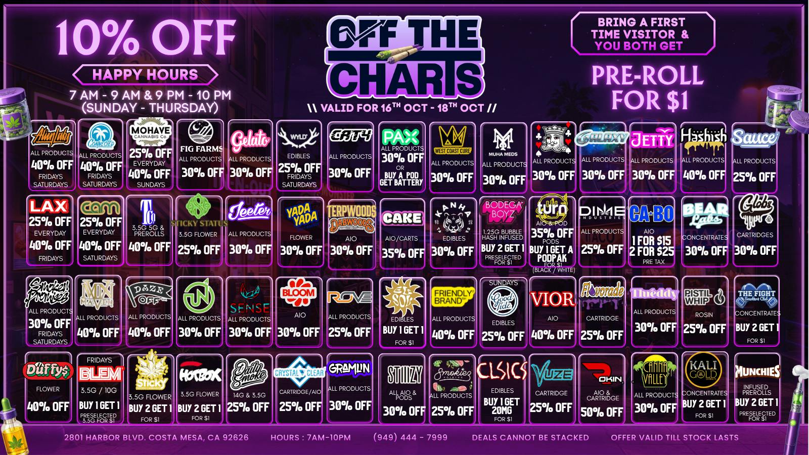 Off The Charts - Costa Mesa ✨😎🪩DEALS ON DEALS🪩😎✨
