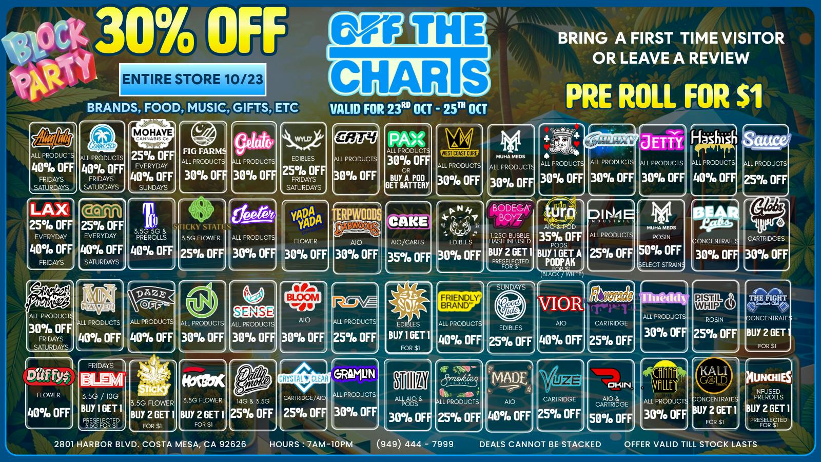 Off The Charts - Costa Mesa 💥30% OFF ENTIRE STORE💥10/23✨