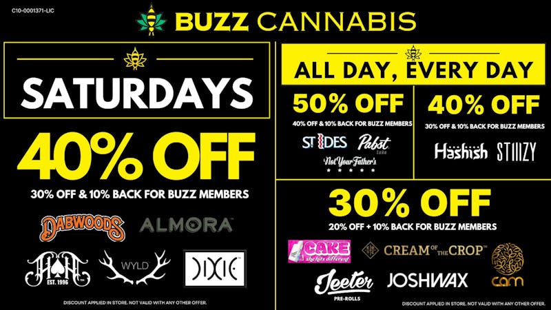 Buzz Cannabis - Wildomar Saturday Deals BUZZ Wildomar