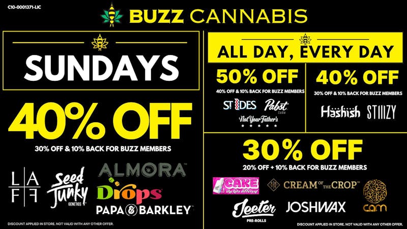 Buzz Cannabis - Wildomar Sunday Deals at BUZZ Wildomar