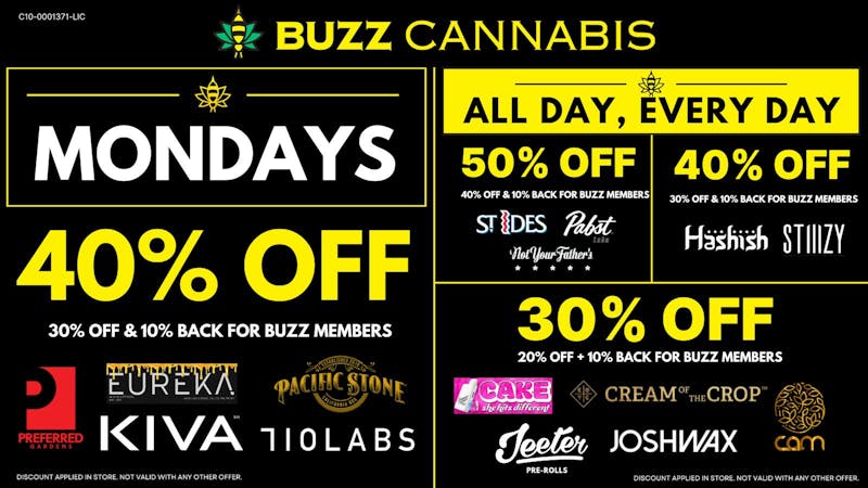 Buzz Cannabis - Wildomar Monday Deals at BUZZ Wildomar