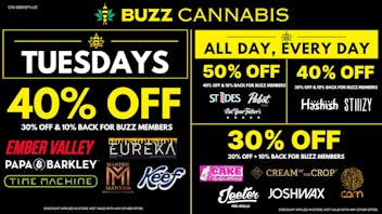 Buzz Cannabis - Wildomar Tuesday Deals at BUZZ Wildomar