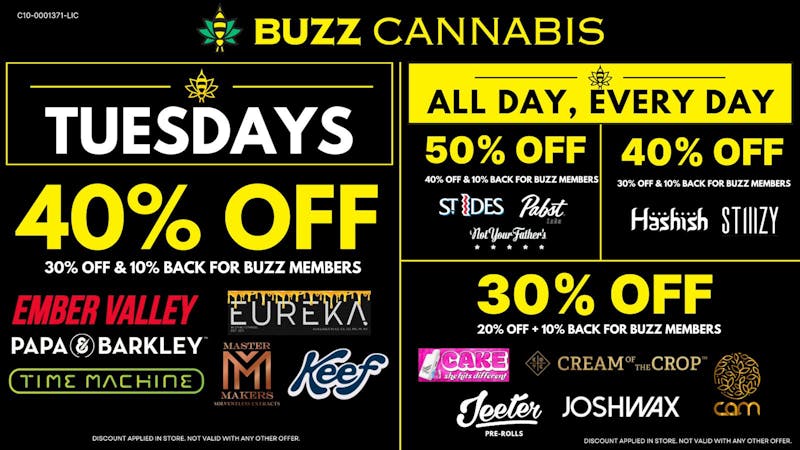 Buzz Cannabis - Wildomar Tuesday Deals at BUZZ Wildomar