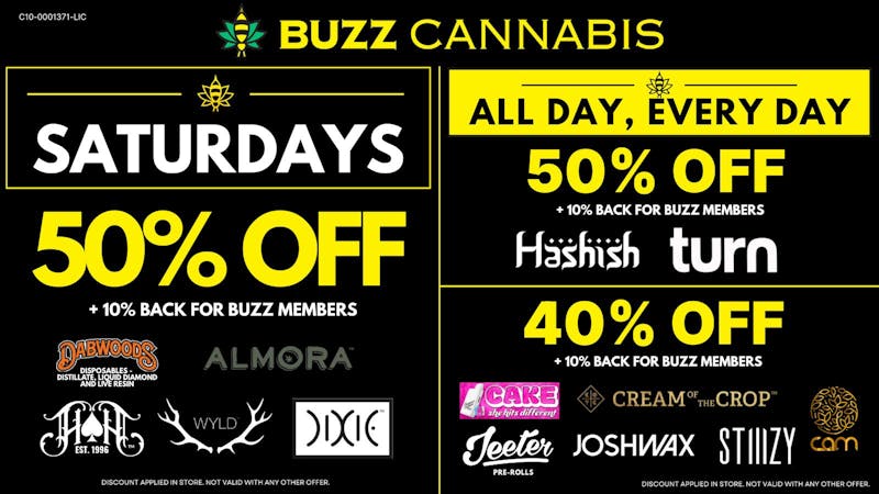 Buzz Cannabis - Wildomar Saturday Deals BUZZ Wildomar