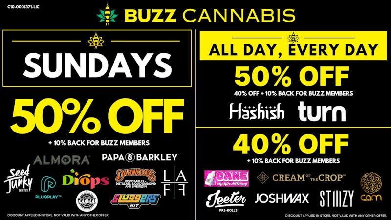 Buzz Cannabis - Wildomar Sunday Deals at BUZZ Wildomar