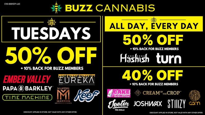 Buzz Cannabis - Wildomar Tuesday Deals at BUZZ Wildomar
