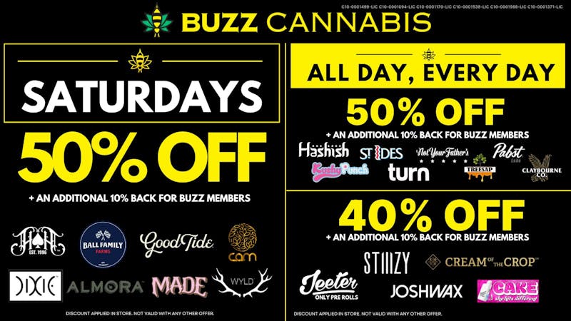 Buzz Cannabis - National City Saturday Deals at BUZZ
