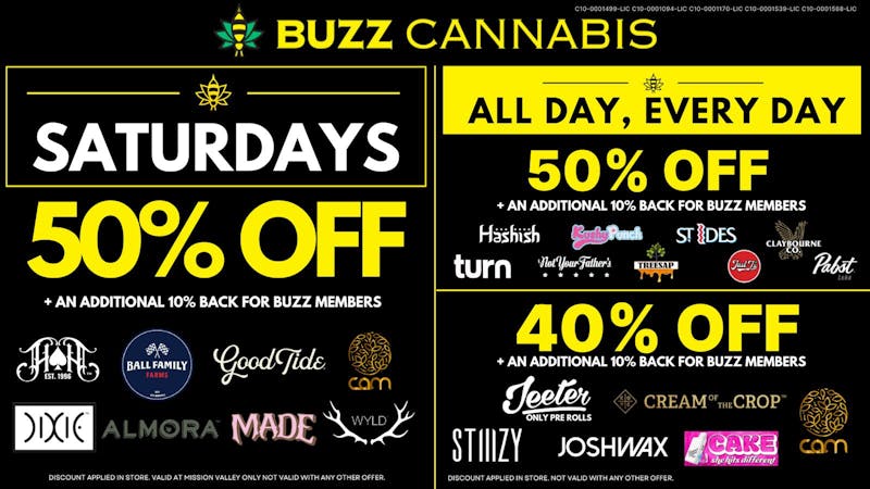 Buzz - Mission Valley Saturday Deals at BUZZ Mission Valley