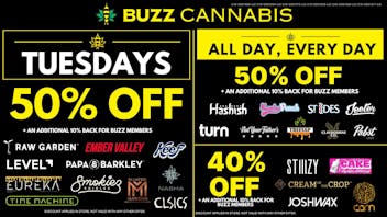 Buzz Cannabis - Wildomar Tuesday Deals at BUZZ