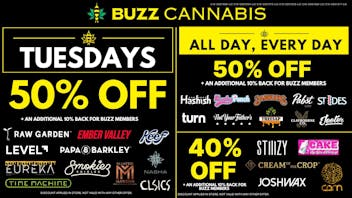 Buzz Cannabis - Wildomar Tuesday Deals at BUZZ