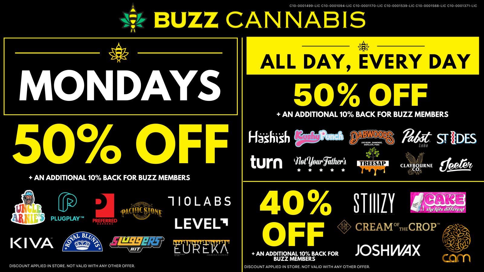 Buzz Cannabis - Wildomar Monday Deals at BUZZ