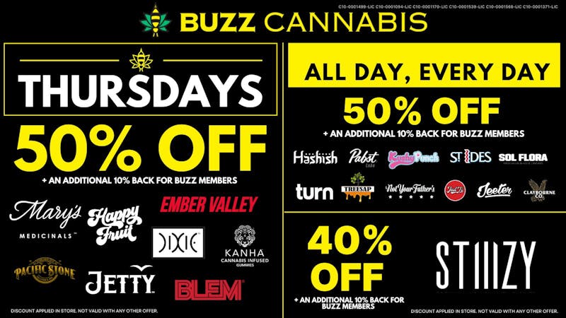 Buzz Cannabis - Wildomar Thursday Deals at BUZZ