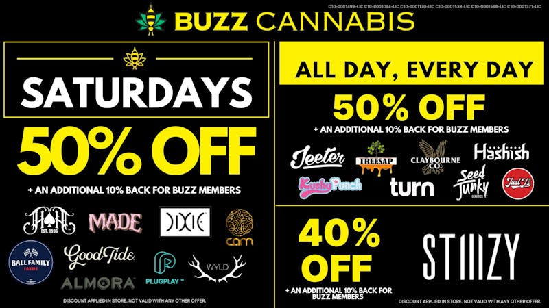 Buzz Cannabis - Wildomar Saturday Deals at BUZZ