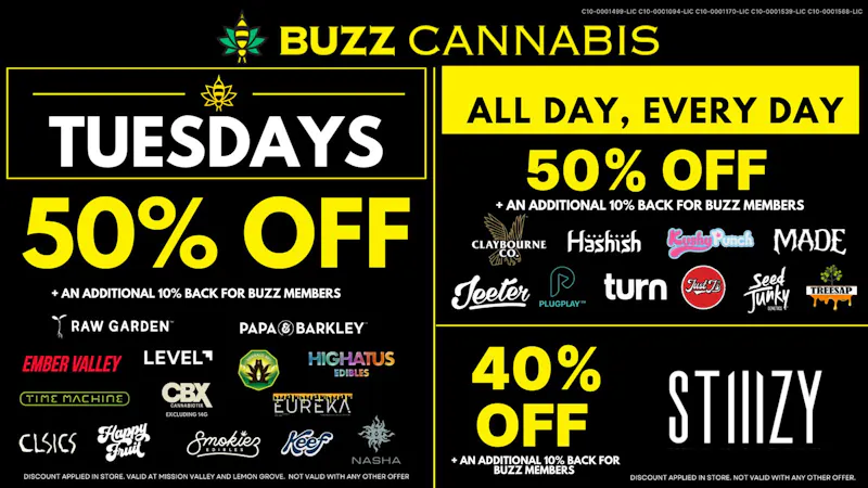 Buzz Cannabis - National City Tuesday Deals at BUZZ