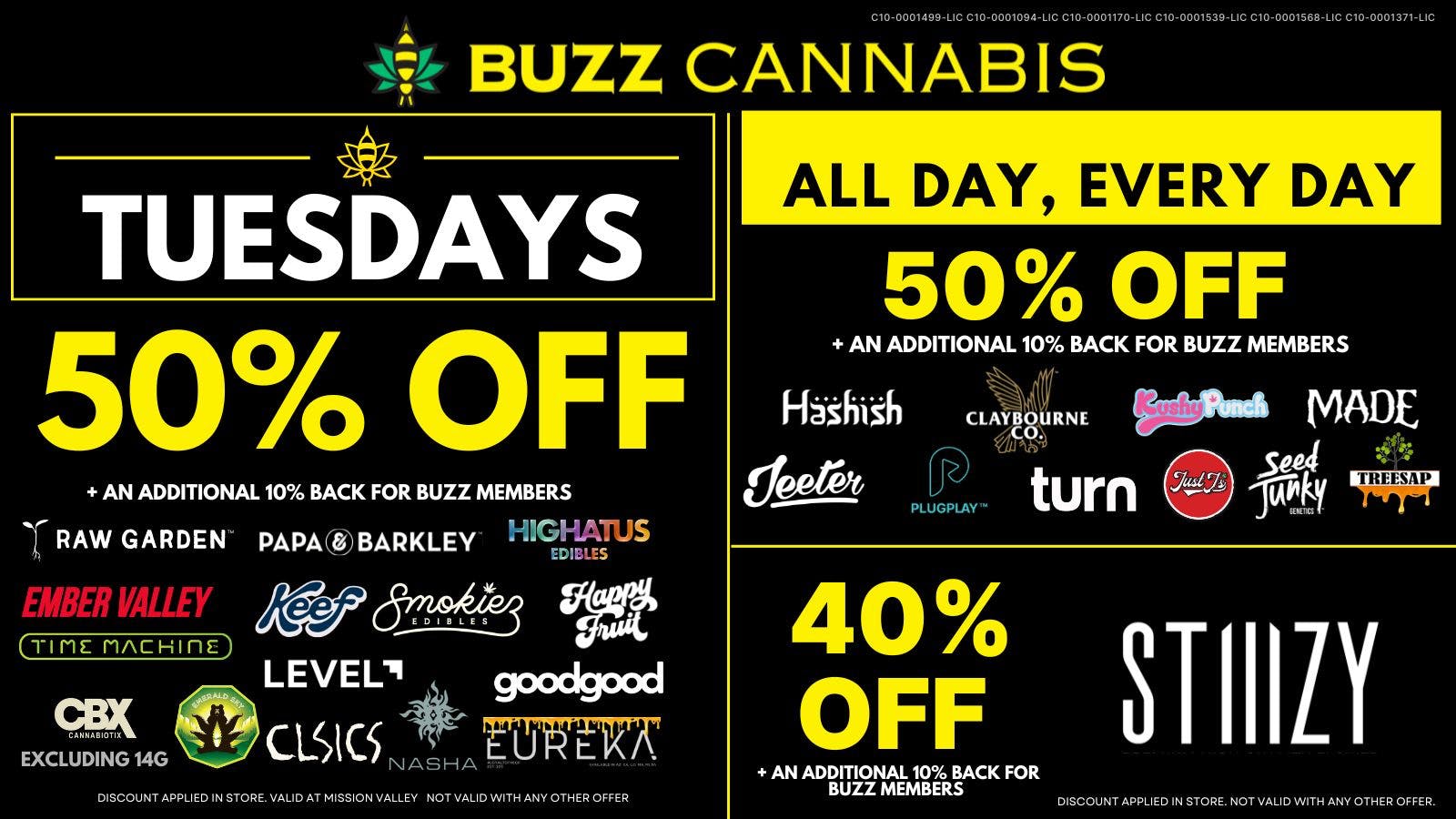 Buzz Cannabis- Lemon Grove Tuesday Deals at BUZZ