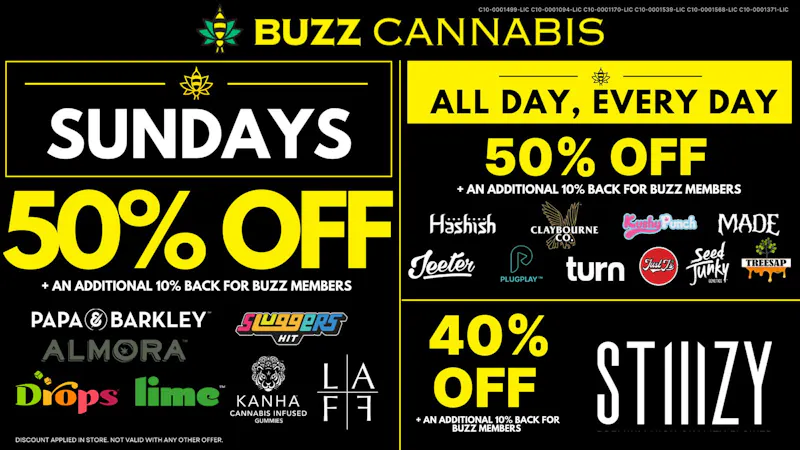 Buzz Cannabis - Sorrento Valley Sunday Deals at BUZZ