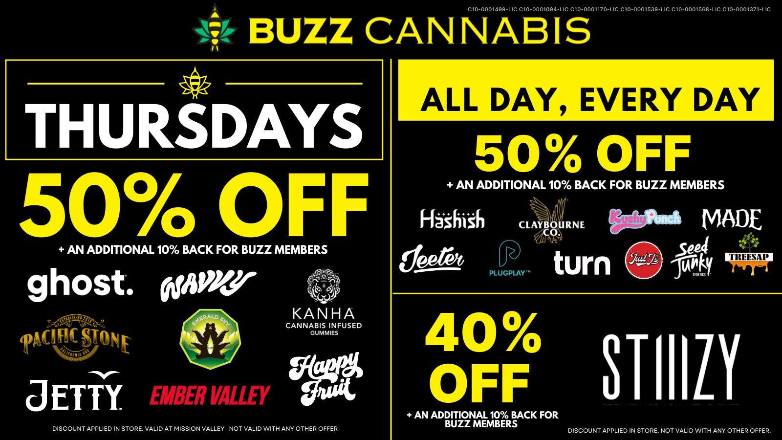 Buzz Cannabis - Mission Valley Thursday Deals BUZZ Mission Valley