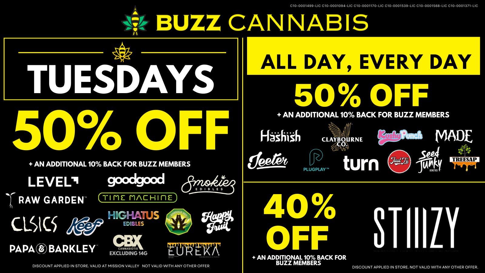 Buzz Cannabis- Lemon Grove Tuesday Deals at BUZZ