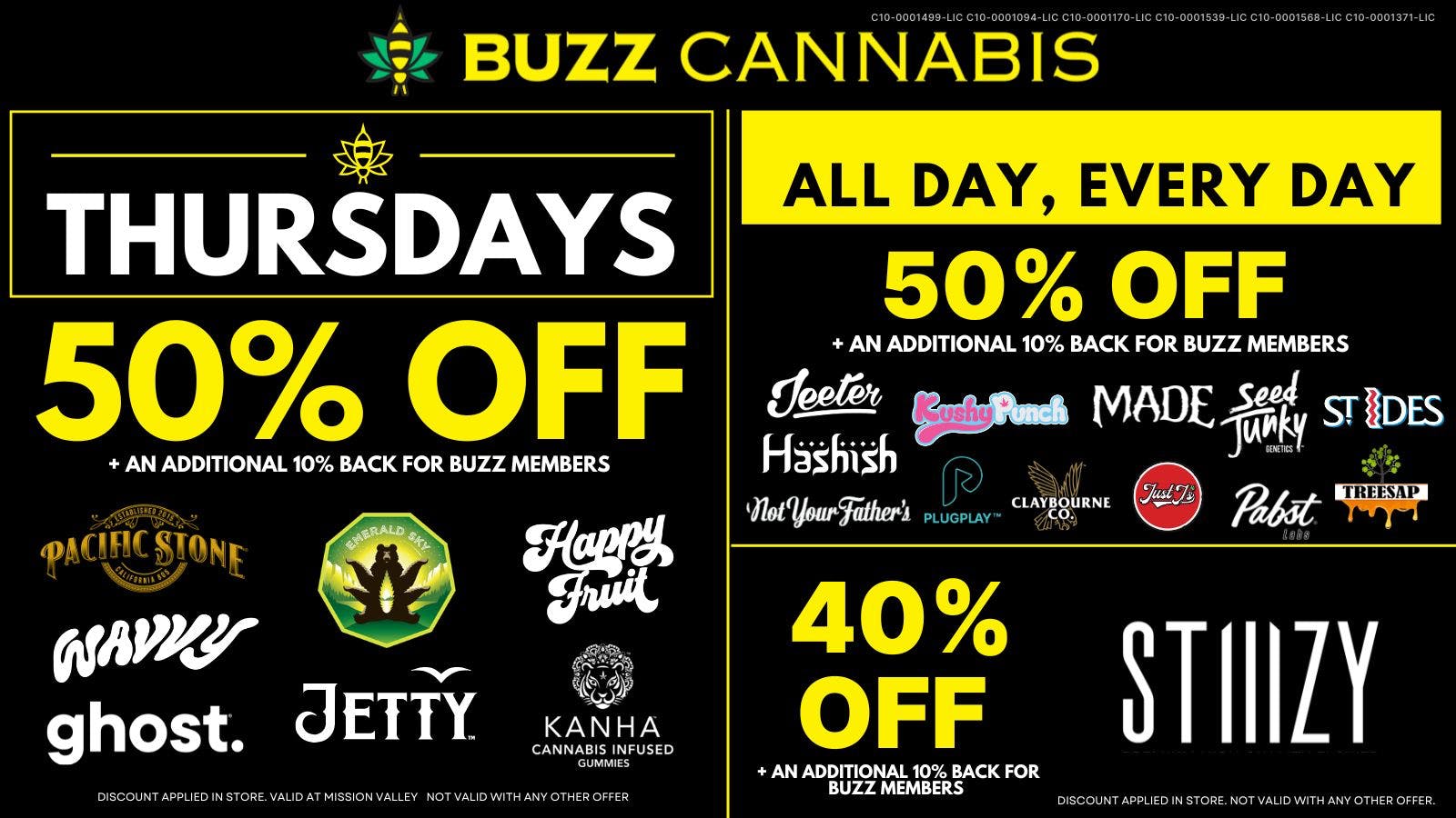 Buzz Cannabis - Mission Valley Thursday Deals BUZZ Mission Valley