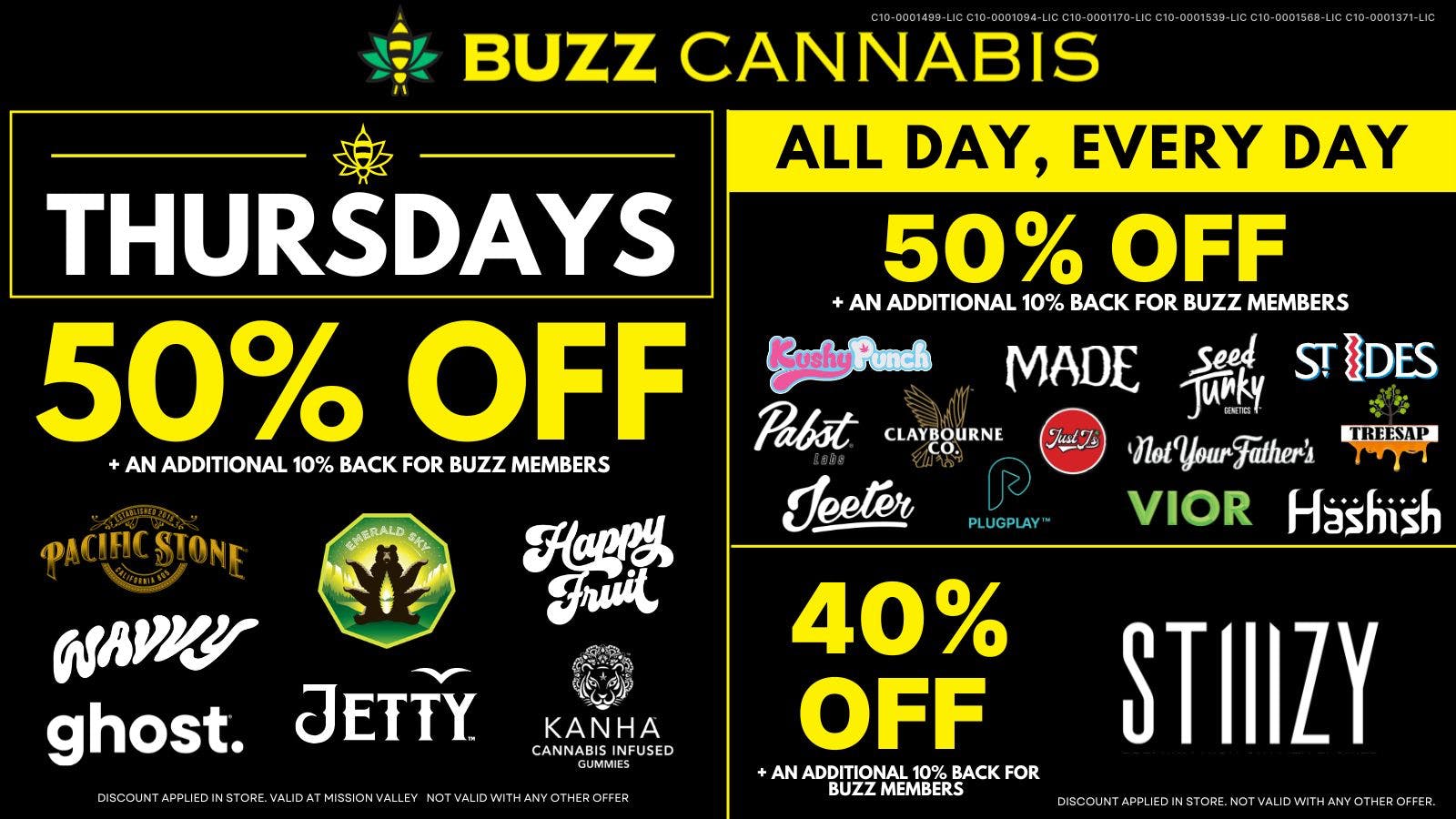 Buzz Cannabis - Mission Valley Thursday Deals BUZZ Mission Valley