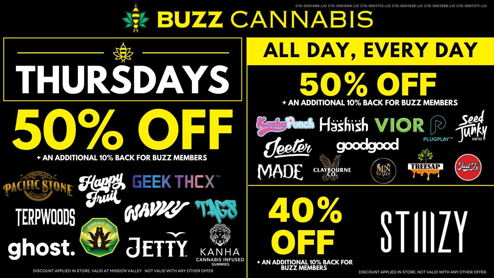 Buzz Cannabis - Mission Valley Thursday Deals BUZZ Mission Valley