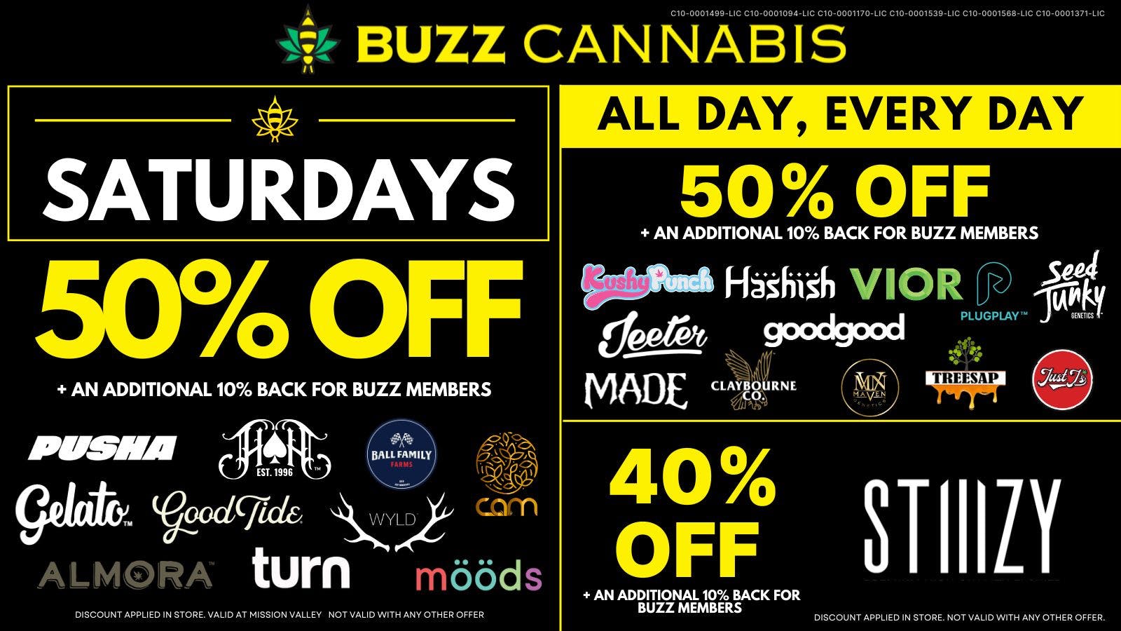 Buzz Cannabis - Mission Valley Saturday Deals at BUZZ