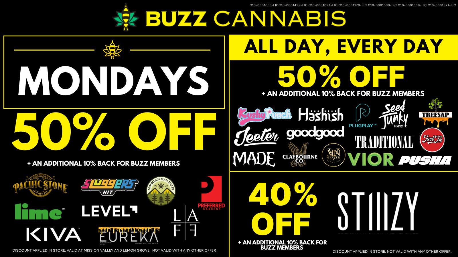 Buzz Cannabis - Sorrento Valley Monday Deals at BUZZ