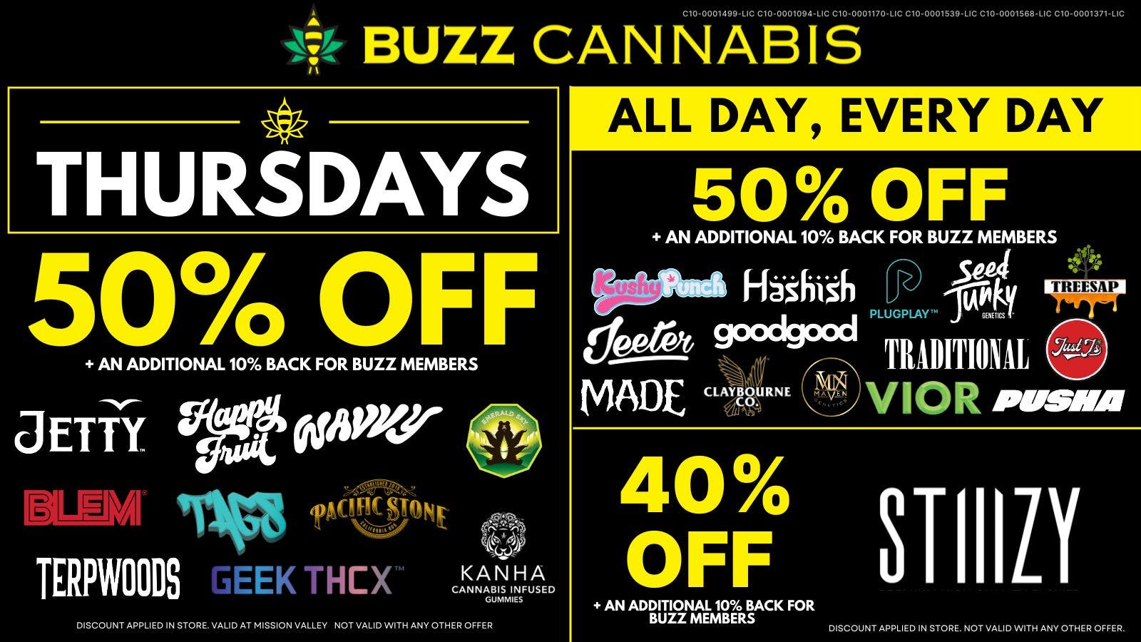 Buzz Cannabis - Mission Valley Thursday Deals BUZZ Mission Valley