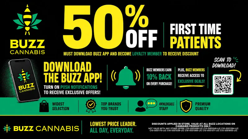 Buzz Cannabis - Sorrento Valley 50% OFF First Time Patient