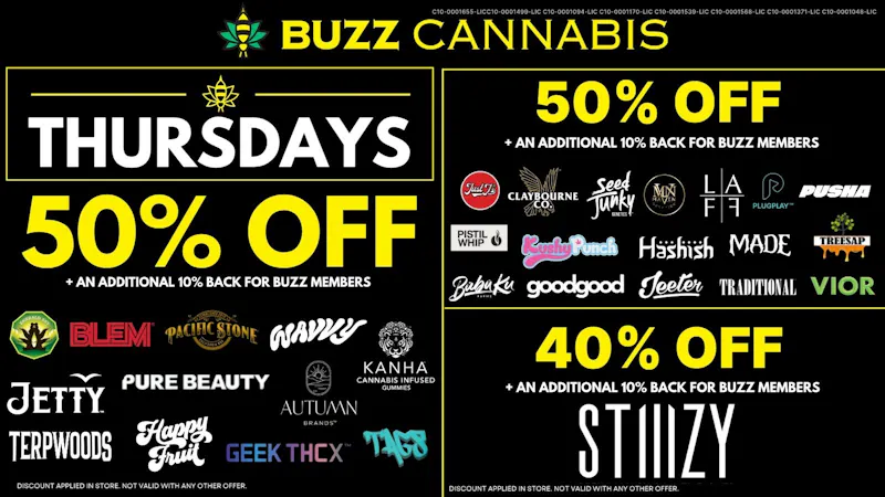 Buzz Cannabis - Mission Valley Thursday Deals at BUZZ
