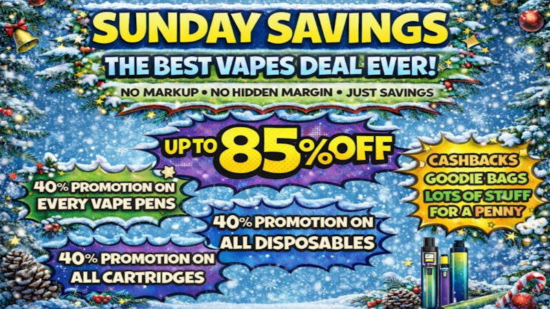Doorhash GET UP TO 85% OFF ON SUNDAY SPECIAL VAPE DEAL
