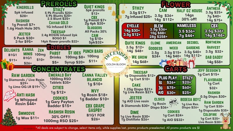 Goldn Bloom - Perris December Specials PRICES OTD!