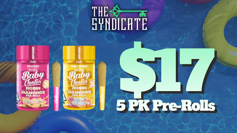 The Syndicate - Desert Hot Springs $17 PRE-TAX JEETER 5-PK PRE-ROLLS
