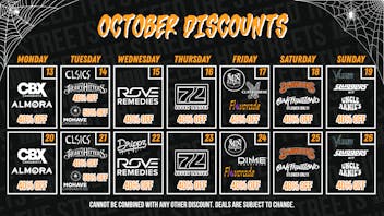 PACKS Weed Dispensary San Bernardino OCTOBER WEEKLY DISCOUNTS