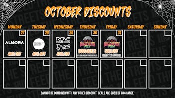 PACKS Weed Dispensary San Bernardino OCTOBER WEEKLY DISCOUNTS