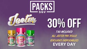 PACKS Weed Dispensary San Gabriel Valley JEETER 30% OFF EVERYDAY!!
