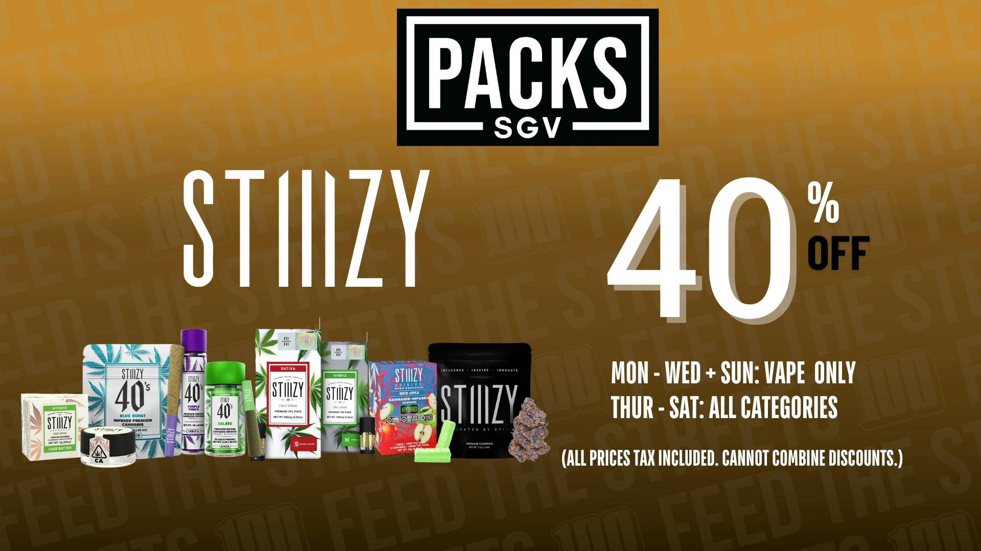 PACKS Weed Dispensary San Gabriel Valley STIIIZY 40% OFF DEAL!!