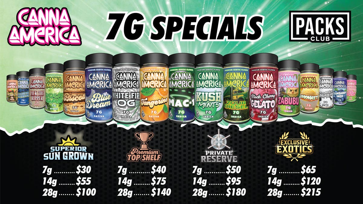 PACKS Weed Dispensary San Gabriel Valley CANNA AMERICA 7G DEALS