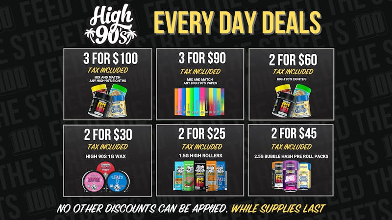 PACKS Weed Dispensary San Gabriel Valley HIGH 90'S EVERYDAY DEALS
