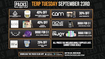 PACKS Weed Dispensary San Gabriel Valley TERP TUESDAY DAILY DEALS