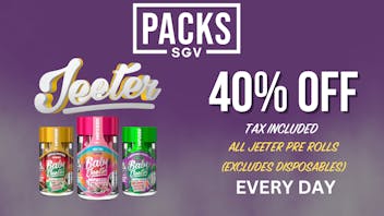 PACKS Weed Dispensary San Gabriel Valley JEETER 40% OFF EVERYDAY!!