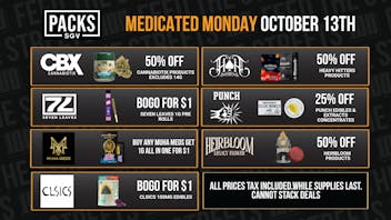 PACKS Weed Dispensary San Gabriel Valley MEDICATED MONDAY DAILY DEALS