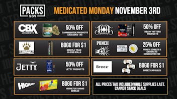 PACKS Weed Dispensary San Gabriel Valley MEDICATED MONDAY DAILY DEALS