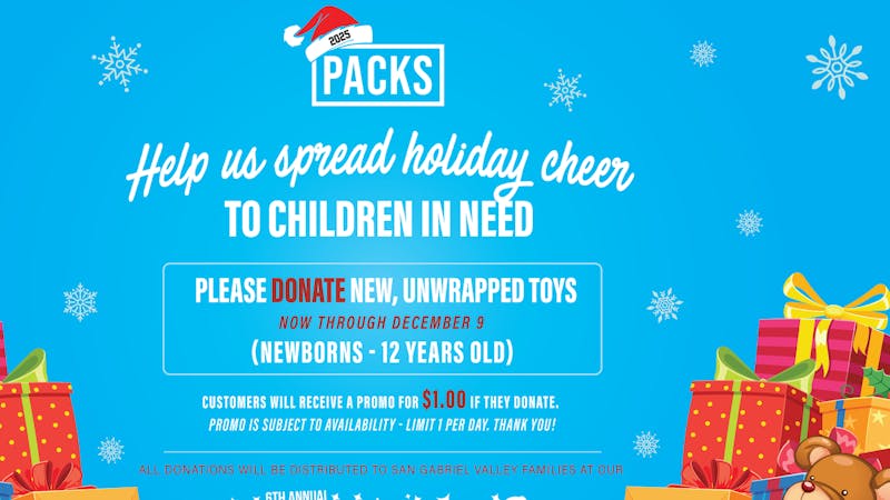 PACKS Weed Dispensary San Gabriel Valley TOY DRIVE DONATION.