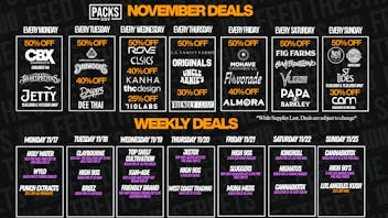 PACKS Weed Dispensary San Gabriel Valley NOVEMBER DISCOUNTS + WEEKLY DEALS